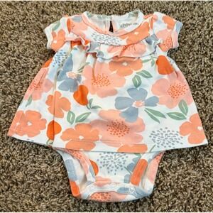 Child of Mine Spring/Summer Baby Girl Orange Floral Pattern Romper 0-3